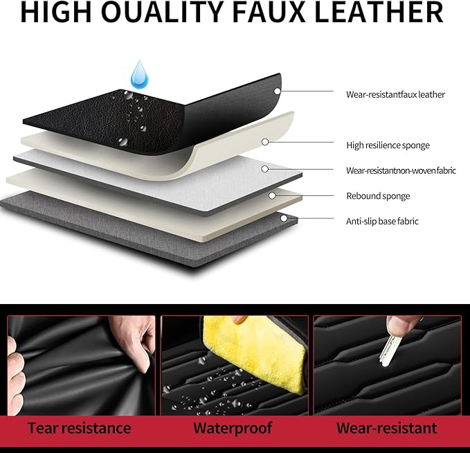 Fit Ioniq Car Seat Covers for Hyundai Ioniq 2017-2024 2025 2026 - Upgraded Premium Waterproof & Breathable Leather, Airbag Compatible, All-Weather Seat Cushion Protector (Full Set, Black)