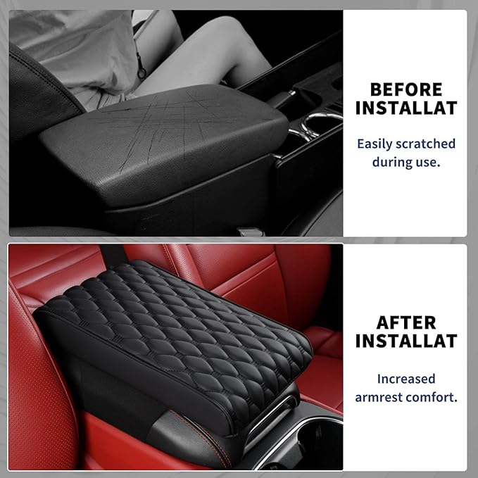 Auto Armrest Cushion Pads for Hyundai Santa Fe(CM)(2007-2012) Accessories Car Centre Console Armrest Pad Durable Material and Easy to Clean-is Waterproof and Anti-Scratch