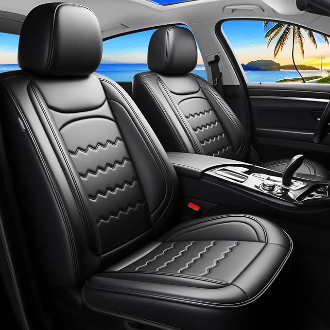 CX-90 Car Seat Covers Custom Fit for Mazda CX-90 2007-2026, Full Coverage Premium Leather Waterproof Breathable Seat Cover Full Set, Automotive Seat Protectors, Airbag Compatible(5 Seats Black)