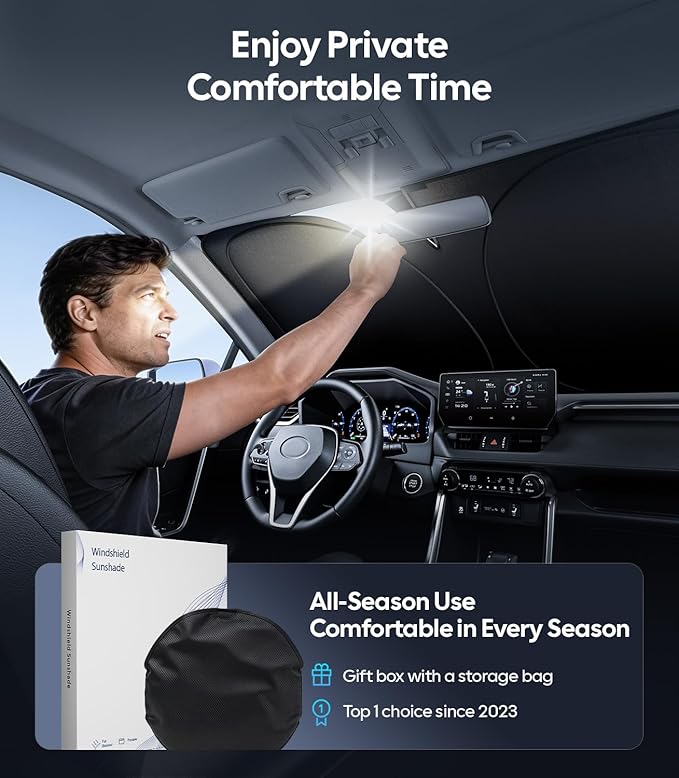 Wigoo for Toyota Corolla Windshield Sunshade [OEM Design, 100% Sun Blockage] Foldable Heat Insulation Sun Shade with Storage Bag, for Toyota Corolla (2019-2026), Silver Coating