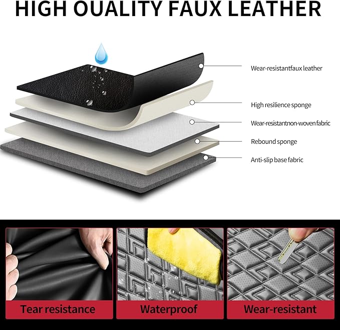 Fit Prius Car Seat Covers for Toyota Prius 2001-2024 2025 2026 - Upgraded Premium Waterproof & Breathable Leather, Airbag Compatible, All-Weather Seat Cushion Protector (Full Set, Black)