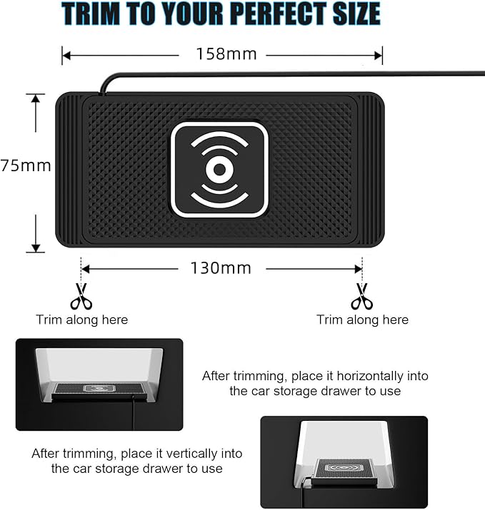 Wireless Charging Pad for Car for Toyota RAV4 2019 2020 2021 2022 2023 2024-pr, 15W Fast Wireless Charger Mat Non-Slip Silicone Car Center Console Phone Charging Pad,B/15W-USB