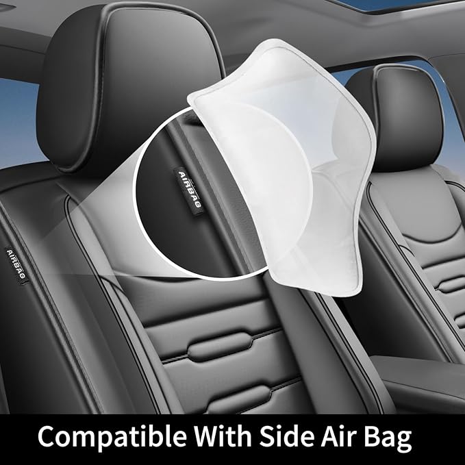Fit HRV Car Seat Covers for Honda HR-V 2016-2024 2025 2026 - Upgraded Premium Waterproof & Breathable Leather, Airbag Compatible, All-Weather Seat Cushion Protector (Full Set, Black)