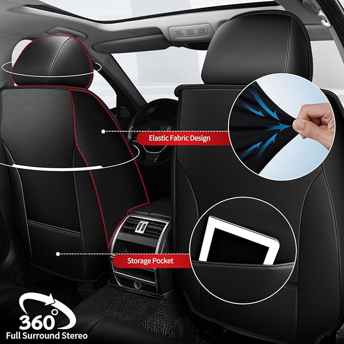 TTX LIGHTING Car Seat Covers fit for Nissan Kicks 2018-2026 Full Set: Premium Leather Automotive Seat Cover with Airbag Compatible Waterproof (5 Seats, Black & Gray)
