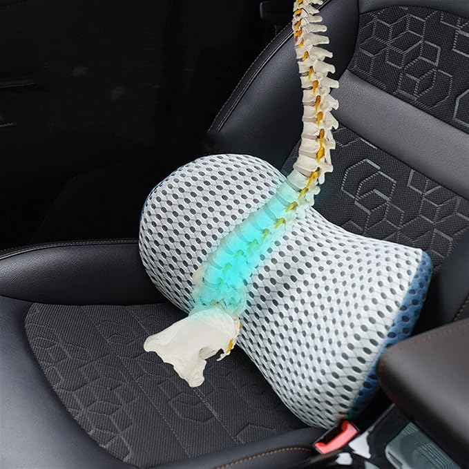 Lumbar Support Pillow for Car Seat, Mesh Office Chair Back Support Cushion, Ergonomic Back Pillows for Carseat,Office Chair,Desk,Wheelchair(Light Gray)