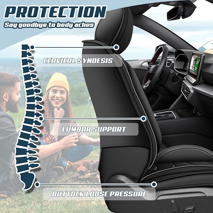 Car Seat Covers for VW Eos 2007-2016, Premium Nappa Leather Car Seat Cover, Stylish Sport Seat Covers， Automobile Seat Cover Sets.(Standard 2 Seats/Pure Black)