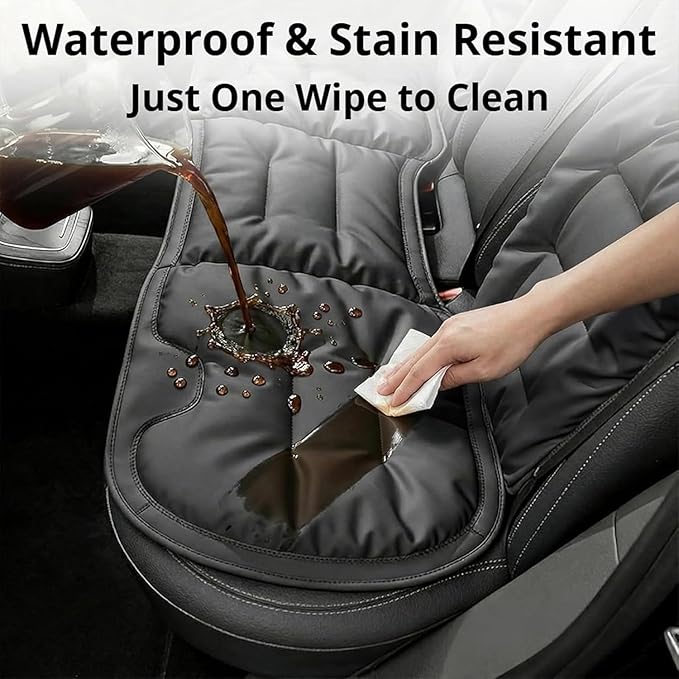 Skin-Friendly & Dirt-Repellent Leather Seat Cushions, 2026 Car Seat Cushion for Driving, 1.57" Thick Comfort Seat Protector, Universal Non-Slip Memory Foam Pad for Car (Black, Front Seat Cushion)