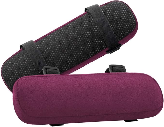 MOSISO Chair Armrest Pads (2 Pack), Memory Foam Home/Office Chair Arm Rest Covers Comfy Computer Gaming Elbow Cushion Removable Washable Elbow Support Forearm Pressure Relief, Wine Red