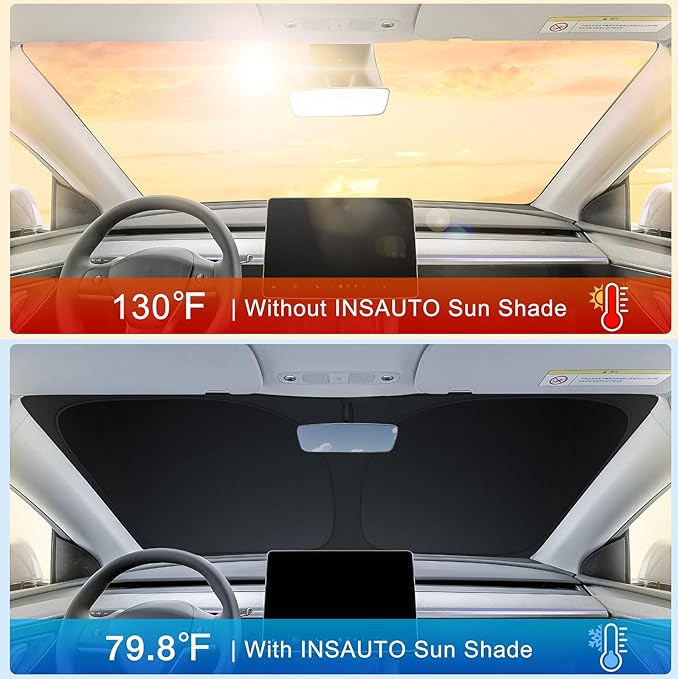 INSAUTO Custom Fit Windshield Sun Shade Accessories for Kia Optima 2016-2020, Foldable Front Window Sunshade, UV & Heat Reflector, Keeps Interior Cool, Includes Storage Bag
