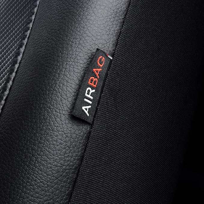 Flying Banner car seat Covers Protects Water Proof Faux Leather Carbon Fiber Fronts Solid Black (Solid Black, Front Pair)