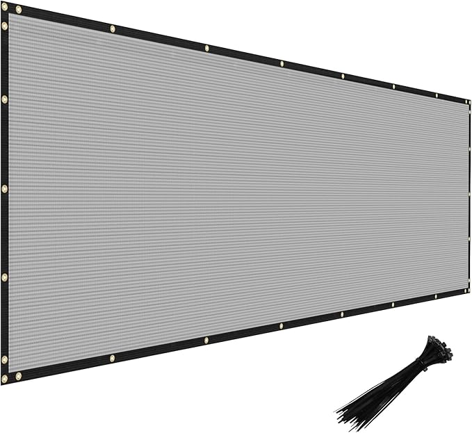 Windscreen4less Privacy Fence Screen Heavy Duty Windscreen Fencing Mesh Fabric Shade Net Cover with Brass Grommtes for Outdoor Wall Garden Yard Pool Deck, 8'x164' Light Gray