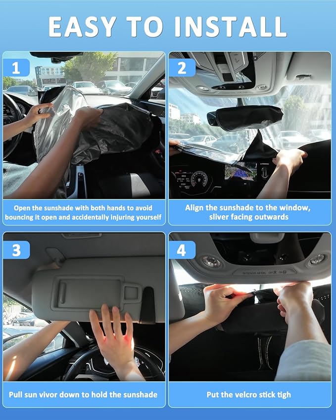 Windshield Sunshade for Audi A6 2019-2025 2026 Sun Shade Car Windshield Accessories Upgrade 4 Layers Blocks UV Rays Custom Fit A6 240T Car Window Shades Front Windshield Keep Cool Foldable