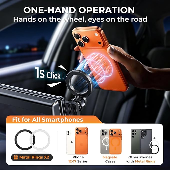 Car Phone Holder for Toyota Corolla 2020-2026 & Corolla Cross 2022-2026 (Only for 8-Inch Screen) 360° Rotation Magnetic Cell Phone Mount, Compatible with Magsafe, Does Not Affect Air Vent