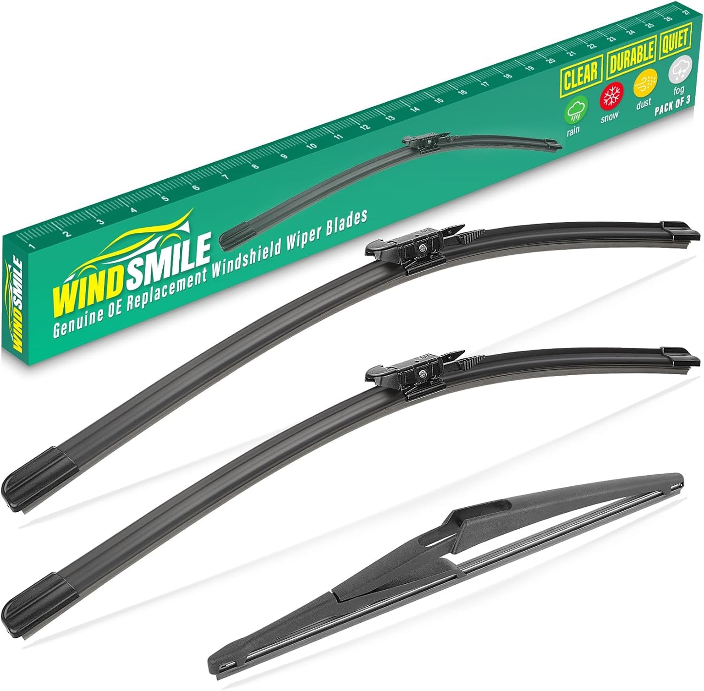 28" 26" 12" Windshield Wiper Blades Replacement for Ford CMax C-Max 2013 2014 2015 2016 2017 2018 Premium All Weather Front Rear Wipers Set - OEM Quality (Pack of 3)