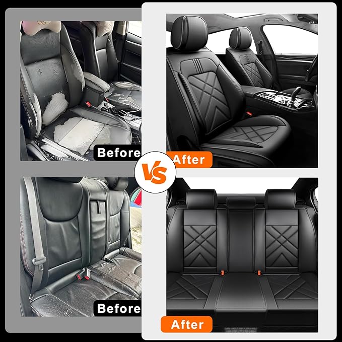 CX-3 Car Seat Covers Custom Fit for Mazda CX-3 2016-2021, Full Coverage Premium Leather Waterproof Breathable Seat Covers, Automotive Seat Protectors, Airbag Compatible(2 Front Seats, Black)