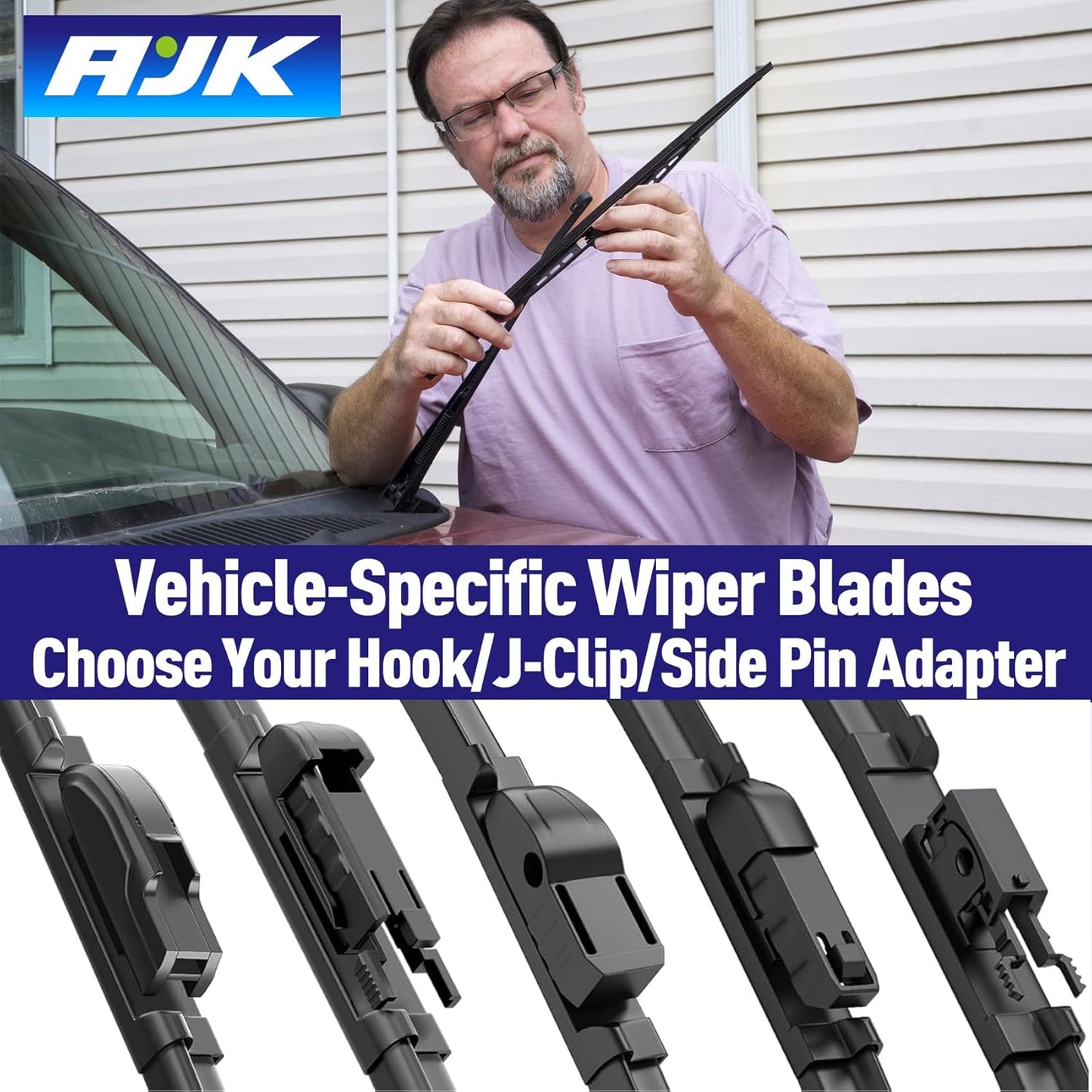 AJK Wiper Blades for Jeep Grand Cherokee 2014 2015 2016 2017 2018 2019 2020 2021, 2 Piece All Weather OEM Quality Automotive Replacement Windshield Wiper Blades for My Car