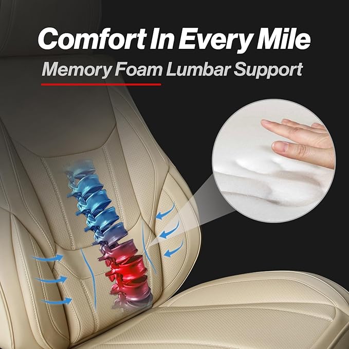 Coverland Custom Fit Car Seat Covers for Car Compatible with [Elantra, Mazda3, Passat, Impreza, Golf, Matrix] Premium Waterproof Non-Slip Interior Seat Protector [Full Set Beige - Size Chart X54]