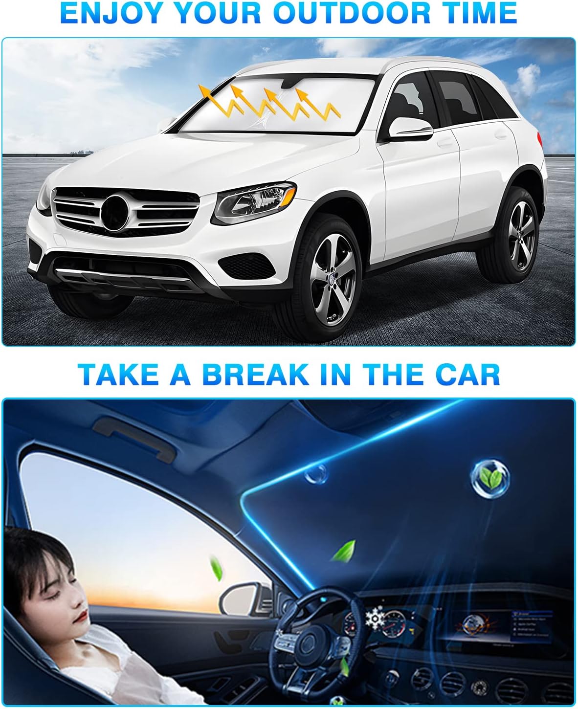 KUST Windshield Sun Shade for Lincoln Aviator Accessories 2020-2025 2026 Window Shade Sun Visor Cover Foldable Blocks UV Rays Keep Your Car Cooler