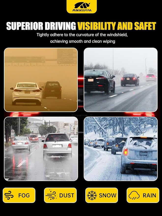 MIKKUPPA 26"+20"+14" Windshield Wipers Blades Replacement for 2017-2021 Chrysler Pacifica, U/J HOOK Front & Rear All Season Wiper Blades Set(Pack of 3)