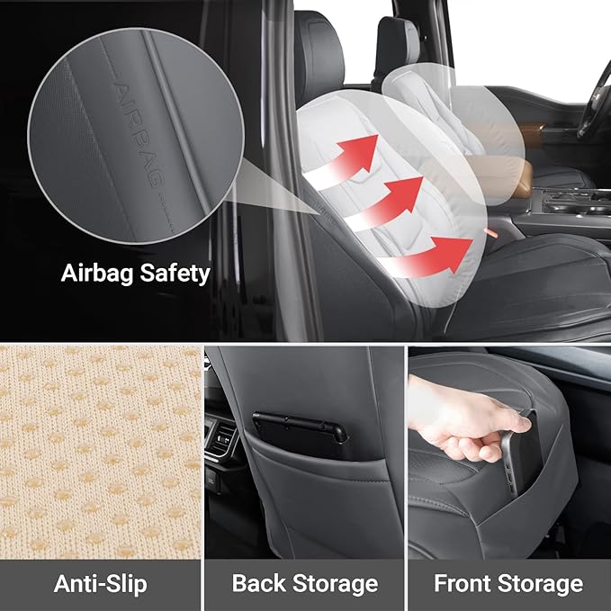Coverland Custom Fit Car Seat Covers for SUV Compatible with [RAV4,Corolla Cross, CR‑V, Forester, CX‑9, C‑HR, Venza] Premium Waterproof Non-Slip Interior Seat Protector [Front Dark Gray - Chart A24]