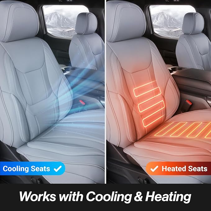 Coverland Custom Fit Car Seat Covers for SUV Compatible with [2006-2015 Toyota RAV4] Premium Car Seat Cover Water Resistant Leather Non-Slip Interior Protector [Full Set Gray - Size Chart X80]