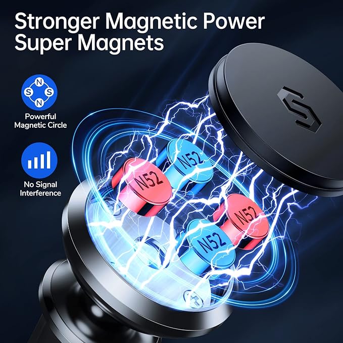 SYNCWIRE Magnetic Phone Holder for Car, Super Strong Magnet Phone Holder Mount Air Vent 360° Rotatable Cell Phone Holder Mount for Car Compatible iPhone 17 16 15 14 13 12 11 Pro Max, X XS XR,Android