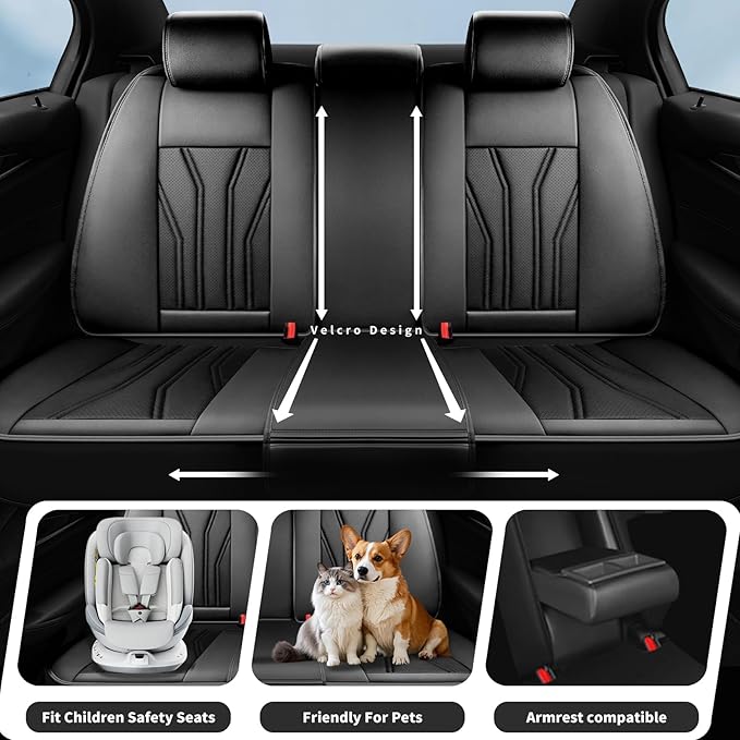 Fit Tucson Car Seat Covers Premium Leather for Hyundai Tucson 2010-2025 2026. Waterproof， Breathable, Scratch-Resistant & All-Weather Seat Cushion Protector(Front Seat, All Black)