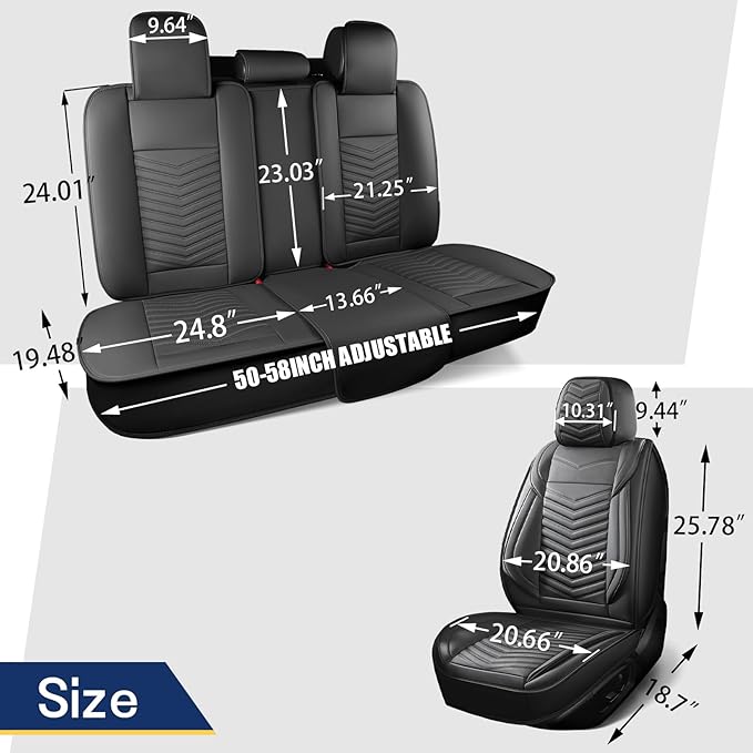 Nappa Leather Car Seat Covers Front Seats, Car seat Protector, Waterproof Car Seat Cushion, Universal Automotive Seat Covers Fit for SUV Truck Pick-up Sedan and Most Cars