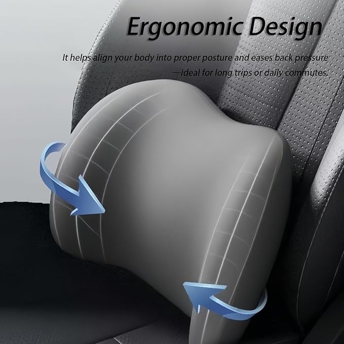 Car Lumbar Support Pillow and Car Neck Pillow Kit for Lexus is ES GS LS UX NX RX GX LX RC LC RX F Sport, Car Seat Neck Back Rest Pillows, Ergonomic Car Seat Headrest & Lumbar Cushion,B Grey