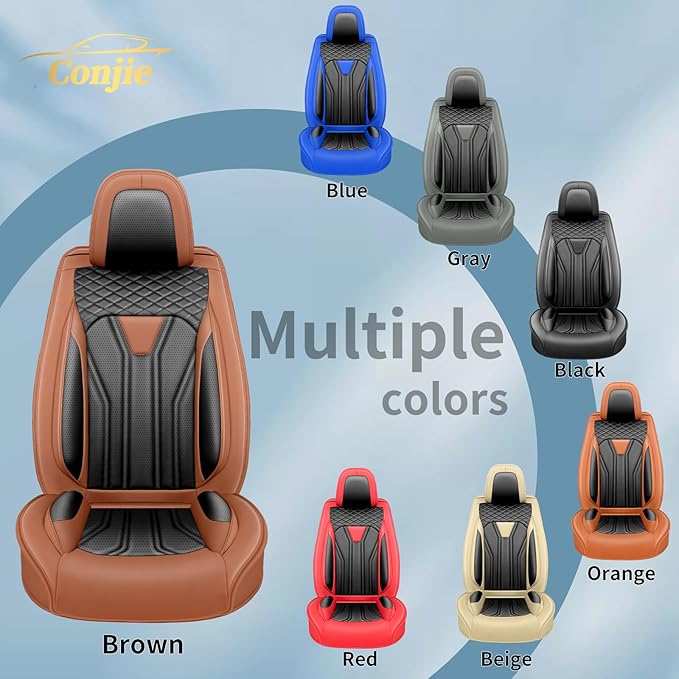 Fit Kicks Car Seat Covers Premium Leather Compatible with Nissan Kicks 2018 2019-2026 (5 Seats Full Set Waterproof Breathable All-Weather Seat Cushion Protector（5 Seats Brown & Black)