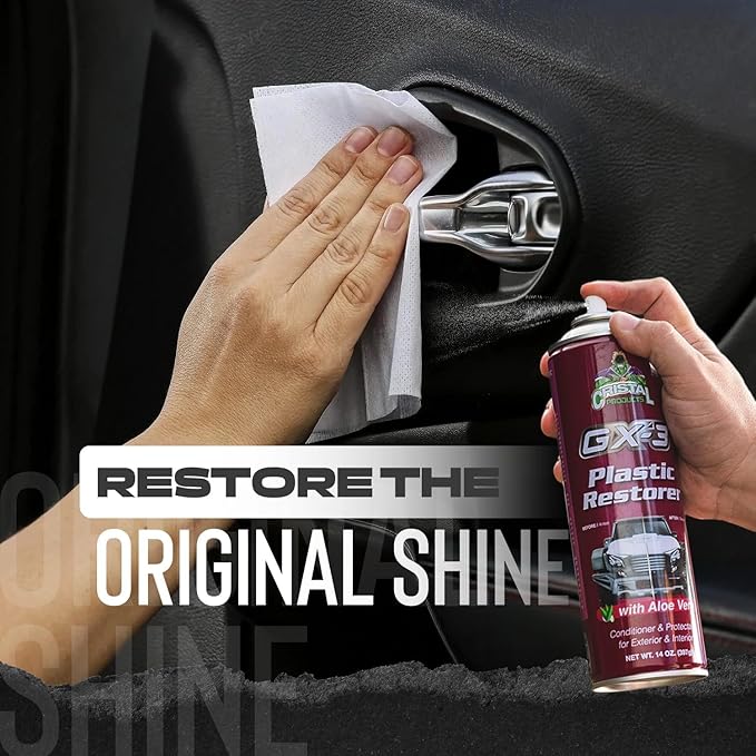 GX-3 Plastic Restorer – Black Plastic Restorer for Cars & Automotive Trim Restorer – Interior Car Cleaner & Exterior Faded Plastic, Vinyl & Rubber Renewer with Aloe Vera 6PK (8 fl oz)