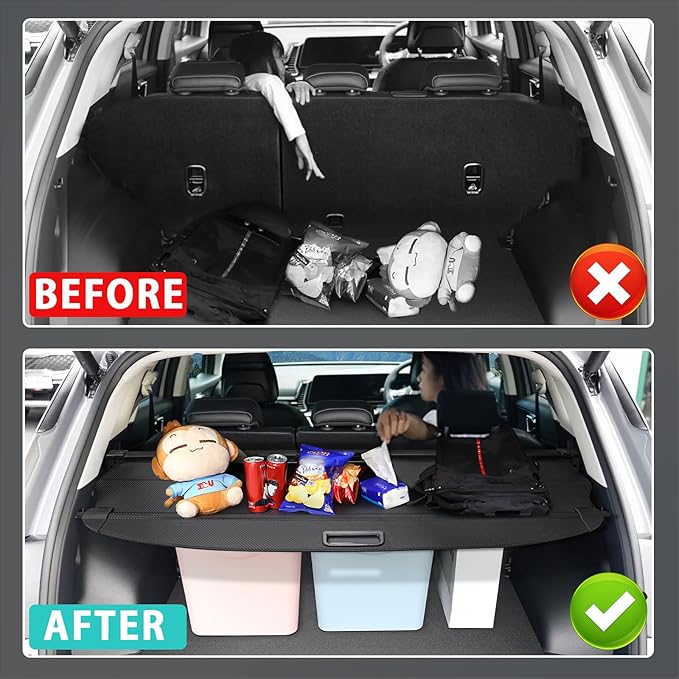 Cargo Cover for Toyota RAV4 2025-2019 Accessories Retractable Trunk Cover Security Shielding Shade Cargo Luggage Cover Trunk Privacy Protection (Carbon Fiber Texture)