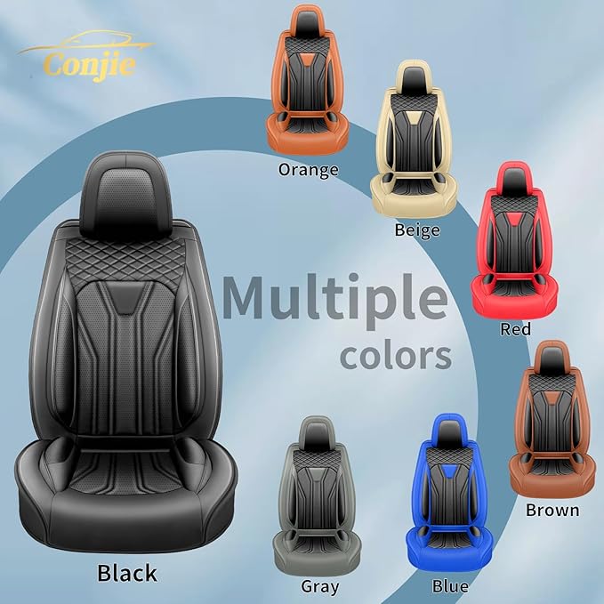 Fit Murano Car Seat Covers Compatible with Nissan Murano 2004-2025 2026 - Premium Leather， Waterproof Breathable， All-Weather Seat Cushion Protecto&Airbag Compatible (2 Front Seat All Black)