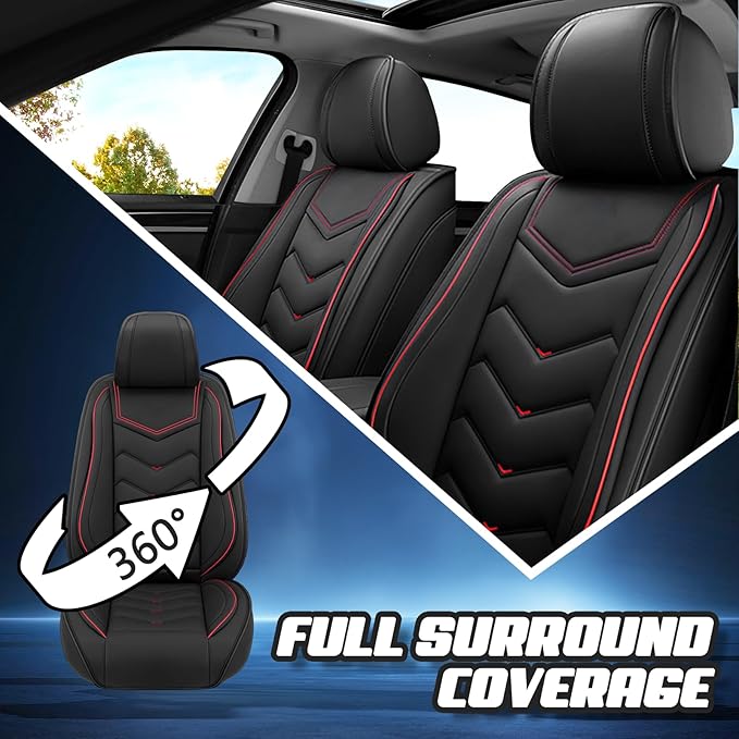 Car Seat Covers for Ford Expedition 2000-2026, Premium Nappa Leather Car Seat Cover, Stylish Sport Seat Covers， Automobile Seat Cover Sets.(Standard 2 Seats/Black)