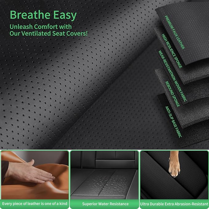 Fit Passport Car Seat Covers for Honda Passport 2019-2025 2026 -Upgraded Premium Waterproof & Breathable Leather,Airbag Compatible,All-Weather Seat Cushion Protector,2 Front/Black-Grey