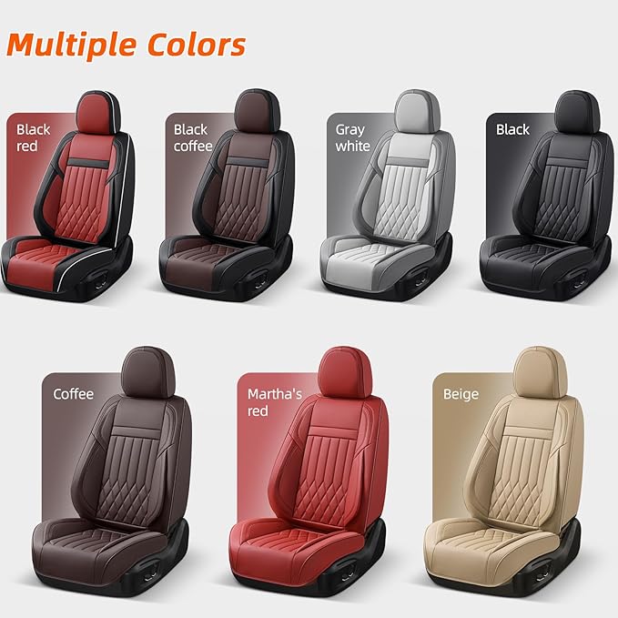 KEYOOG Universal 2-Seater Waterproof Breathable Nappa Leather Car Seat Covers Full Set, Compatible with Toyota Corolla Camry, Lexus LS400, Nissan Murano Rogue, Fit Front Seats Most Sedans SUV- Gray