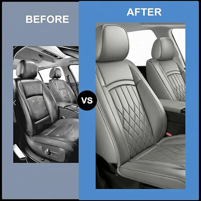 Fit for Sonata Car Seat Covers Compatible with Hyundai Sonata 2004-2026 - Waterproof Breathable Leather Automotive Seat Cushions Protector, Airbag Compatible, Only 2 Front seat Covers(Gray)