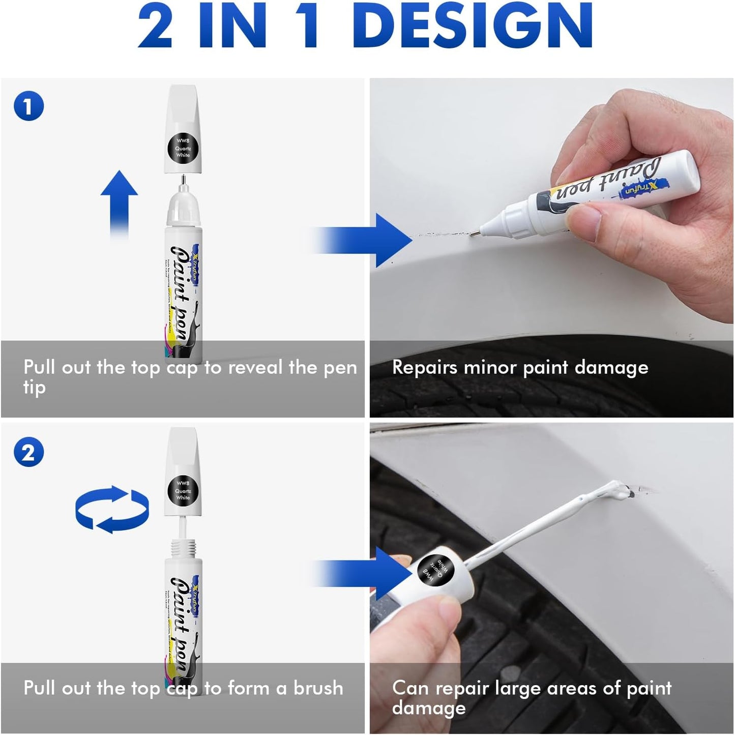Serenity White (W6H) Touch Up Paint Compatible with Hyundai, DIY Car Paint Scratch Repair, Automotive Paints, Quick & Easy Fix Scratch Repair for Tucson/Elantra/Santa Fe/Sonata