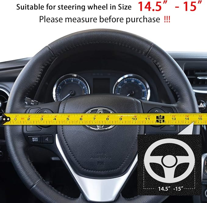 Suede D Shape Steering Wheel Cover,Compatible with Ford Edge Escape Fusion Explorer Focus Flat Bottom Suede Leather Sport Non-Slip Wheel Interior Accessories 15 inch for Man and Women