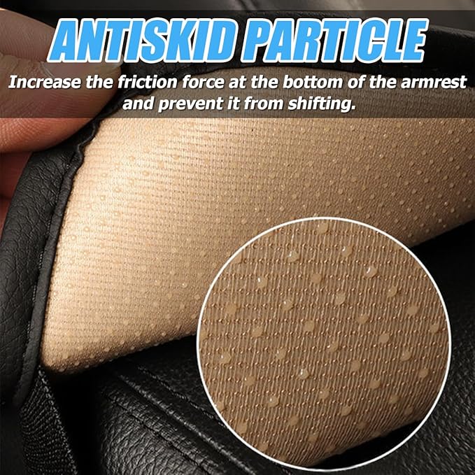 Car Center Console Cushion Pad, PU Leather Vehicle Armrest Cover Protector, Anti-Scratch Automotive Interior Arm Rest Seat Box Mat Accessories, Universal for SUV Sedan Truck (Black/White)