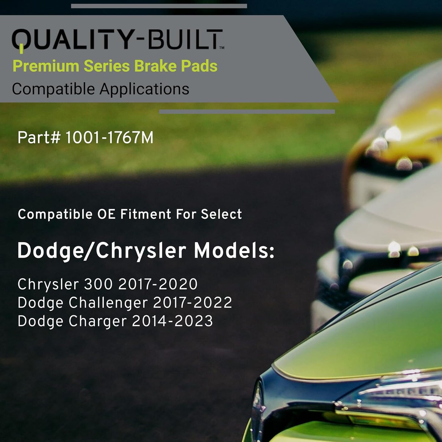Premium Semi-Metallic Front Brake Pads (1001-1767M) Compatible with Chrysler 300 2017-2020, Dodge Challenger 2017-2022, Dodge Charger 2014-2023