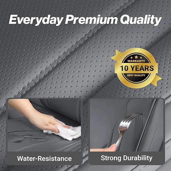 Coverland Custom Fit Car Seat Covers for Car Compatible with [Civic, Elantra, Cadenza, V50] Premium Car Seat Cover Water Resistant Leather Non-Slip Interior Protector [Full Set Dark Gray- Chart X57]