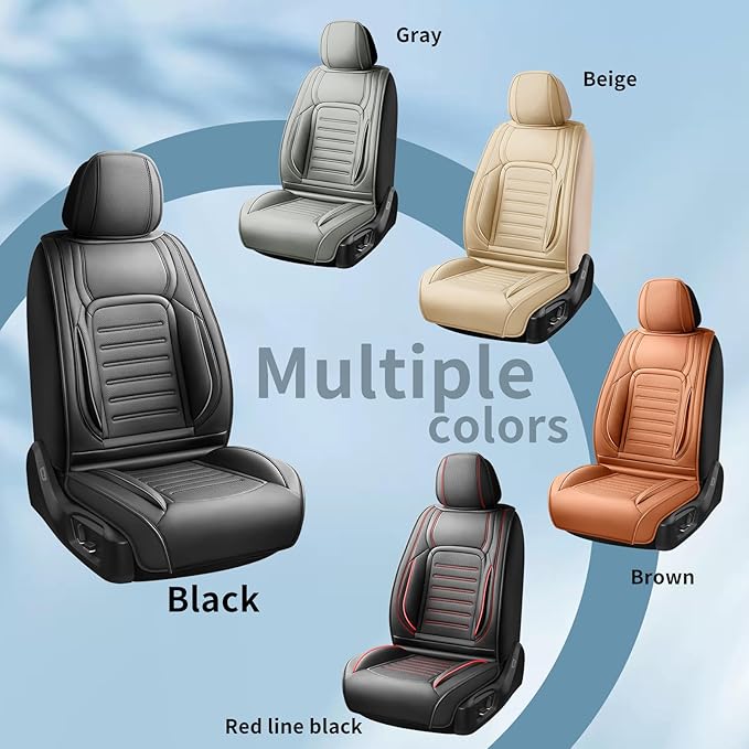 Fit Tucson Premium Leather Car Seat Covers Compatible with Hyundai Tucson 2010-2026, Breathable, Wear Resistant, Airbag Compatible, All-Weather Protection & Full Coverage, 2 Front Seat Brown