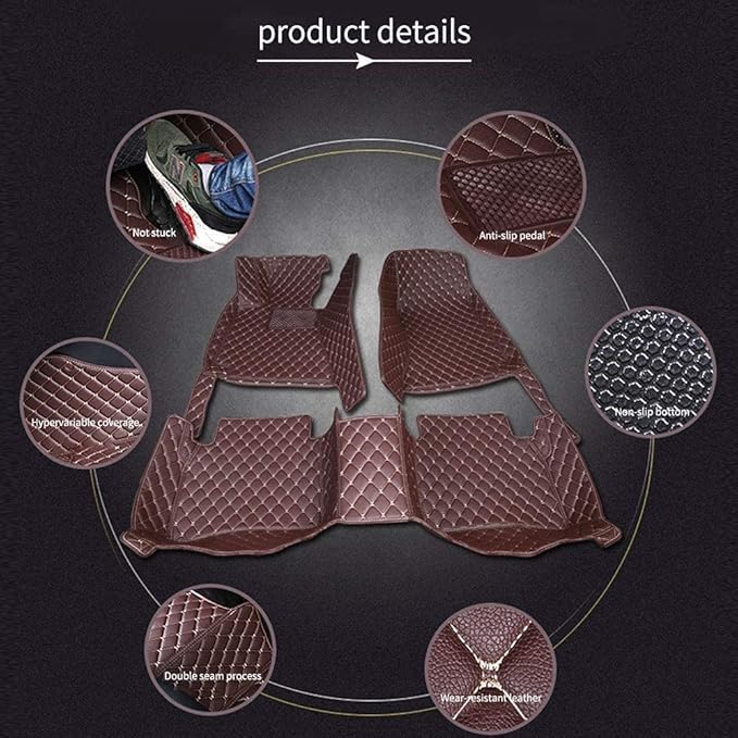 Custom Car Floor Mats for 96% Sedan SUV Sports Car Protection Full Coverage Pads Anti-Slip Leather Floor Lining All Weather Car Floor Mats (Beige and Brown)