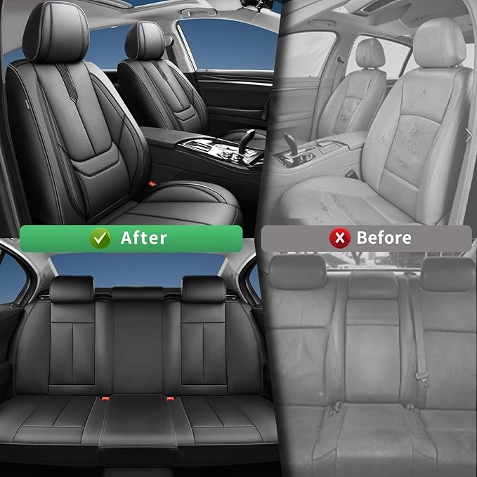 Fit Impreza Car Seat Covers for Subaru Impreza 2004-2024 2025 2026 -Upgraded Premium Waterproof & Breathable Leather,Airbag Compatible,All-Weather Seat Cushion Protector,Full Set,Black