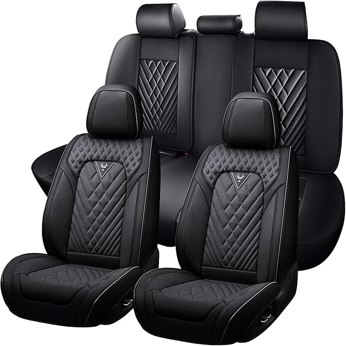 Truck Seat Covers for Chevy Silverado 1500 2007-2026, Waterproof Premium Leather Full Coverage Car Seat Cover, Muscle Sport Style Auto Interior Seat Cover Sets (Full Set/Black)