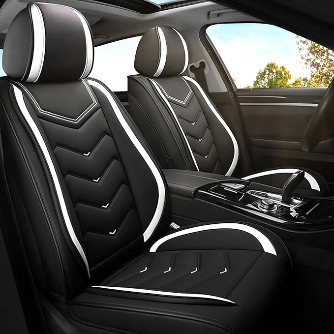 Car Seat Covers for Mercedes-Benz S-Class 2005-2026, Premium Nappa Leather Car Seat Cover, Stylish Sport Seat Covers， Automobile Seat Cover Sets.(Standard 2 Seats/Black White)