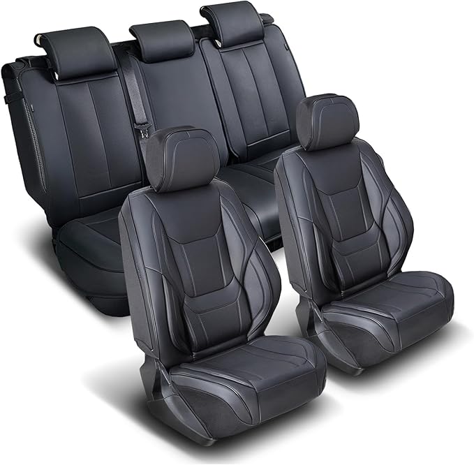 Coverland Custom Fit Car Seat Covers for Car Compatible with [Camry, Accord, Altima, Optima, ES, LS, 3-Series] Premium Waterproof Non-Slip Interior Seat Protector [Full Set Black- Size Chart X61]