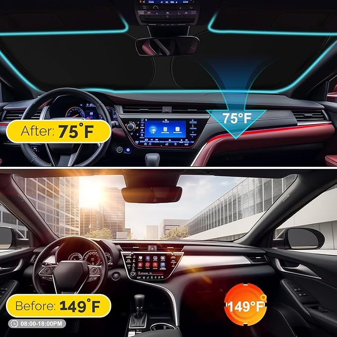 Car Sun Shade for 2010-2025 2026 Toyota 4Runner Windshield Sun Shade, Sun Visor Windshield Screen Cover for 4-Runner Front Window Sunshade Foldable Auto Interior Accessories UV Block to Keep Cool