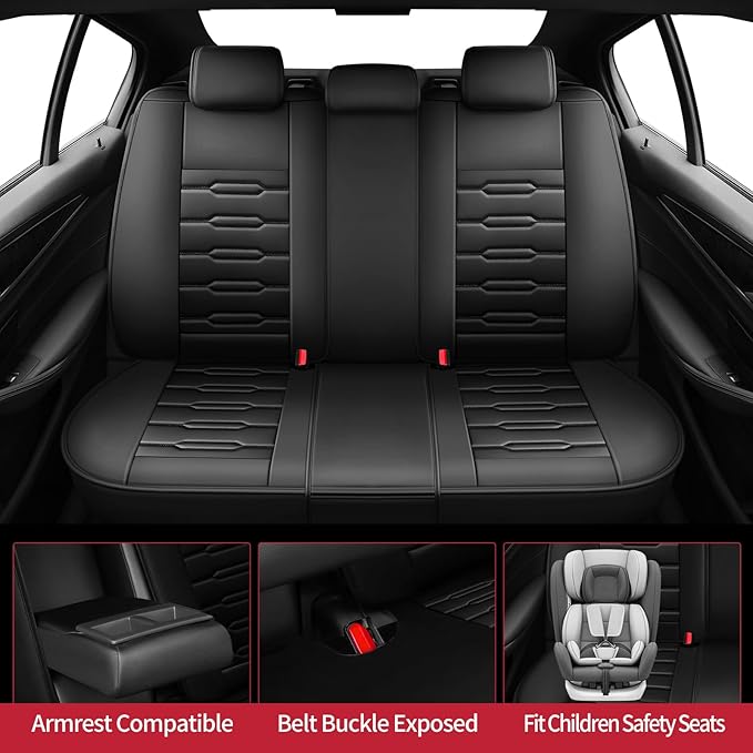 Fit Venza Car Seat Covers for Toyota Venza 2009-2024 2025 2026 - Upgraded Premium Waterproof & Breathable Leather, Airbag Compatible, All-Weather Seat Cushion Protector (Full Set, Black)